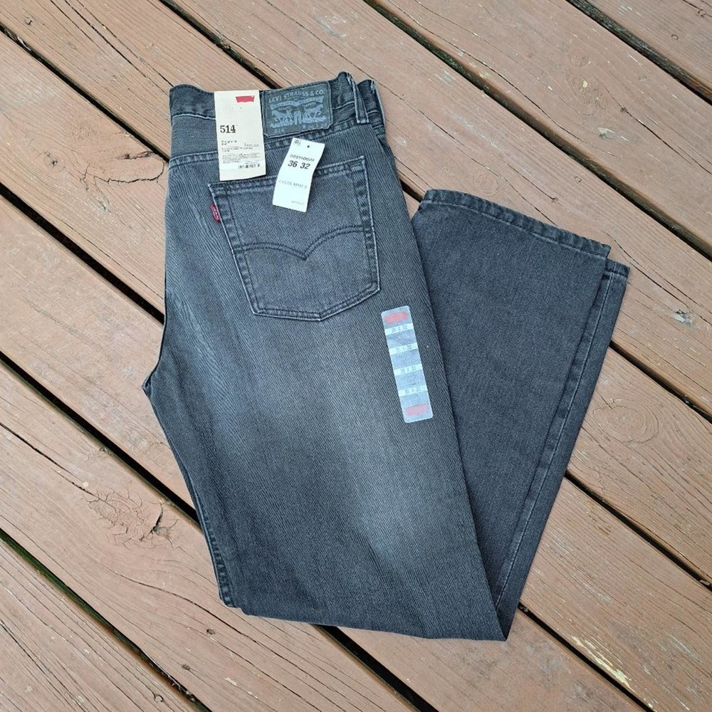 %Levi's 514 Straight Leg Black Jeans Slim Fit Size 36x32 Men / J3